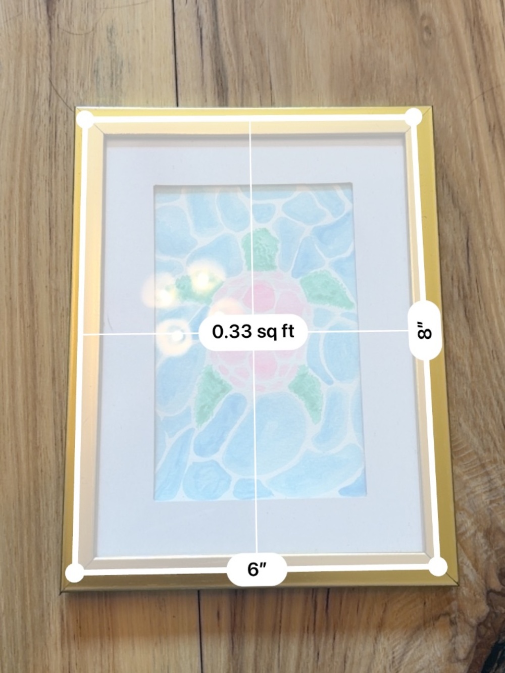 Original Pastel Sea Turtle Painting - Framed 6"x8" Beach Decor - Picture 2 of 3